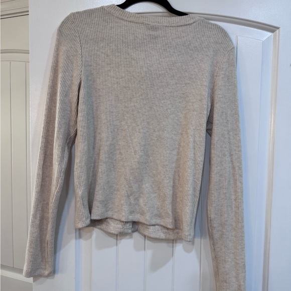 Universal Thread Cream Ribbed Button-Up Top - Picture 3 of 3